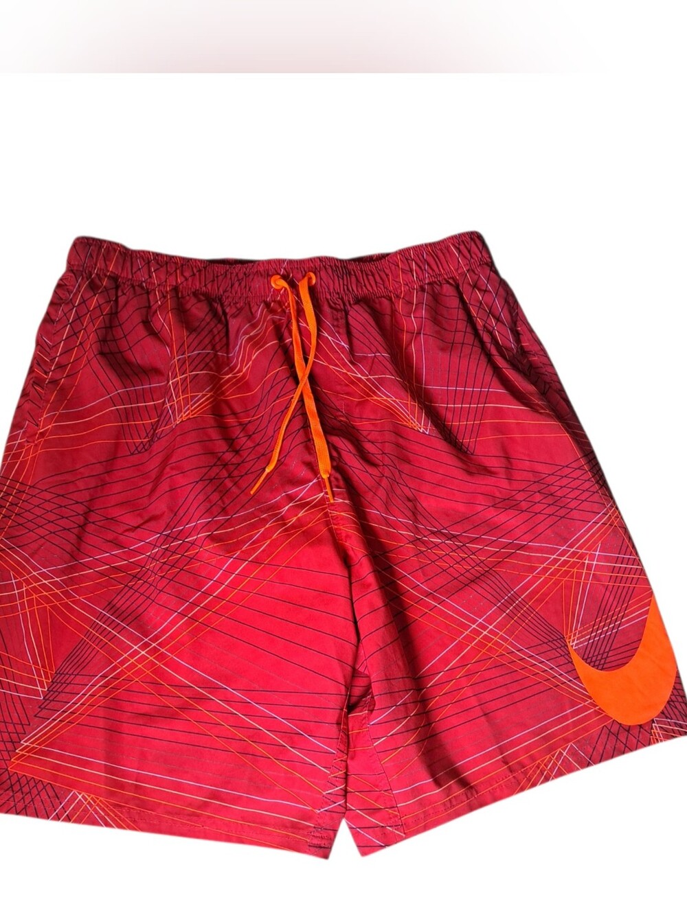Nike Men’s XL Red Orange Geometric Print Swim Trunks Board Shorts